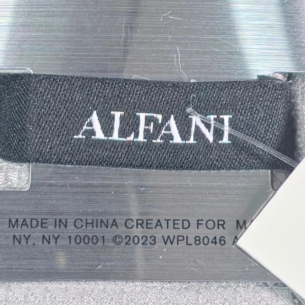 Alfani Mens Tie One Size Silver Windhill Solid Textured Necktie Quiet Luxury NWT